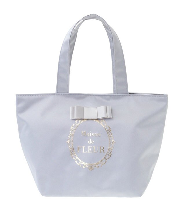 Maison de FLEUR フレームロゴサテンバッグ Grayish Blue