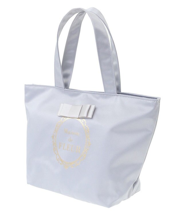 Maison de FLEUR フレームロゴサテンバッグ Grayish Blue