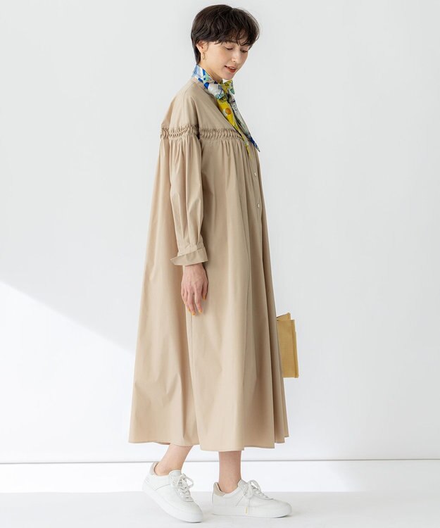 23区 【洗える】コンパクトライトクロス ピンタック ワンピース ベージュ系