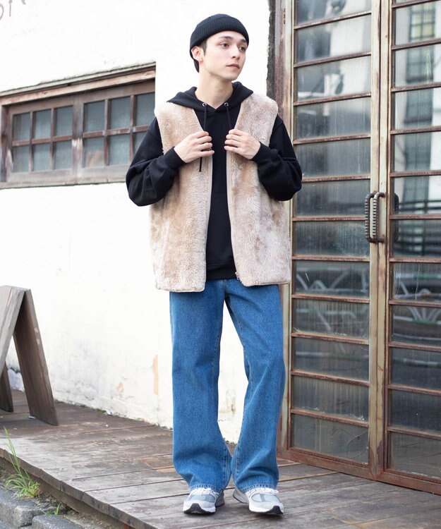 WEGO フェイクファーBIGベスト グレー