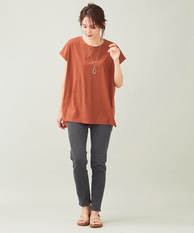 ANY 【接触冷感】秋メキバックフレア カットソー テラコッタ