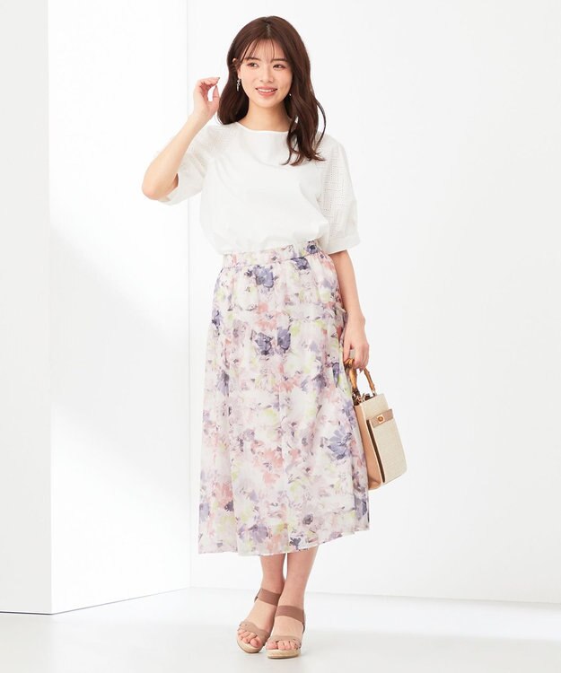 ANY SIS 【洗える】エンブロイダリーラグラン ブラウス オフホワイト