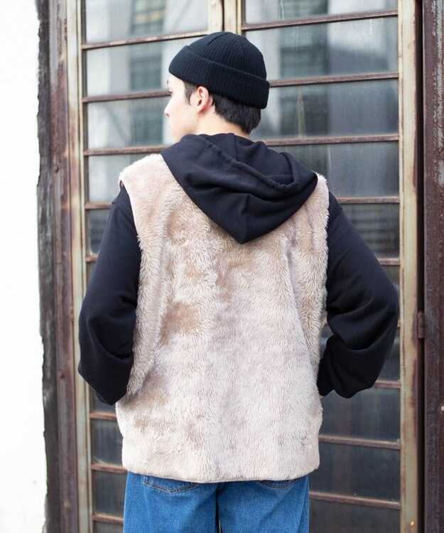 WEGO フェイクファーBIGベスト グレー