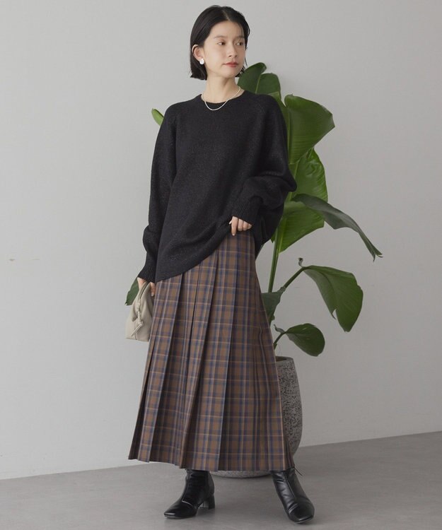 AMERICAN HOLIC ラグランラメニットプルオーバー Black