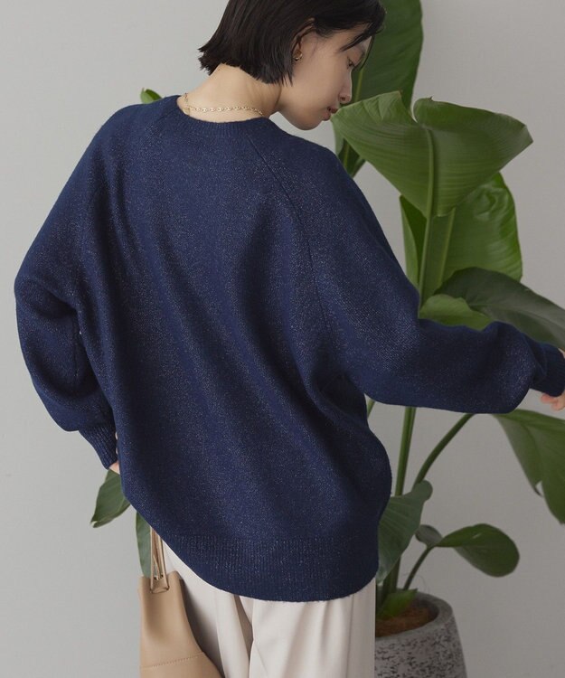 AMERICAN HOLIC ラグランラメニットプルオーバー Navy