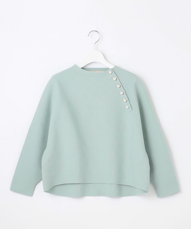 自由区 S ポリエステルホールガーメントラグランボタン ニット ライトグリーン系