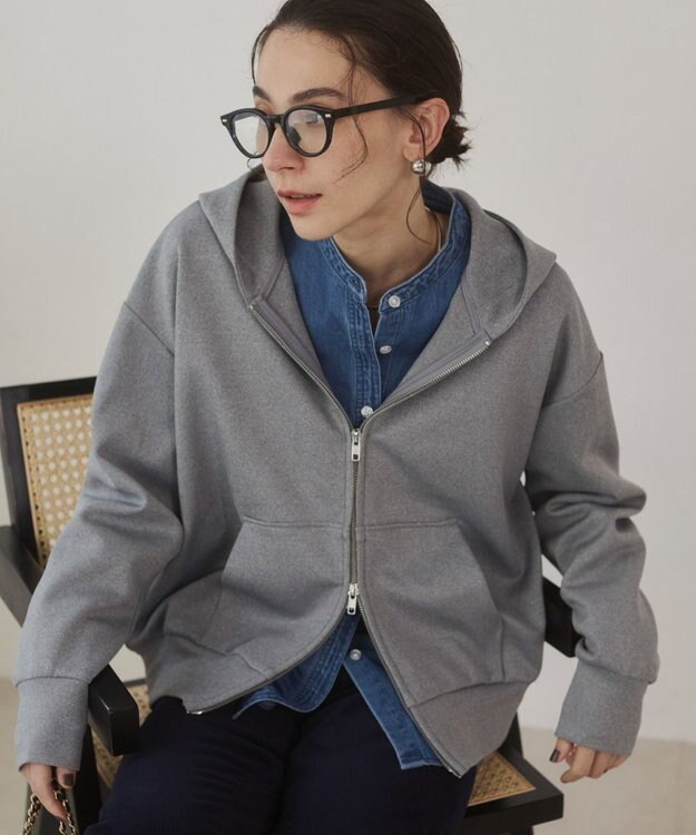 WEGO 【ANGIE VINTAGE】ダンボール ダブルジップパーカー フーディー 杢グレー