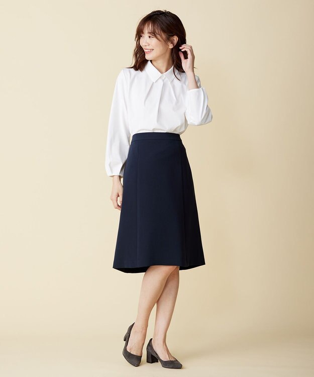 J.PRESS LADIES 【洗える】セラテリーダブルクロス フレアー スカート ネイビー系