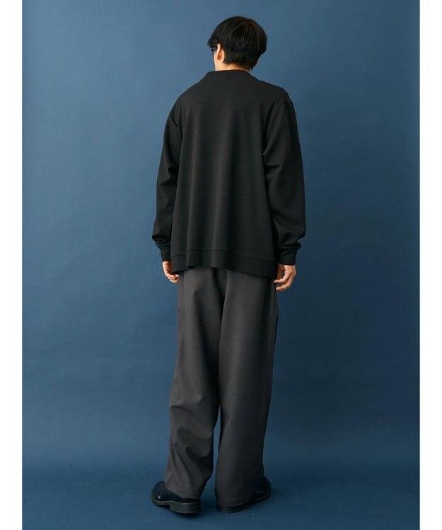 CRAFT STANDARD BOUTIQUE 強撚ポンチカーディガン＋Ｌ／Ｓ　ＴＥＥーＳＥＴ Black