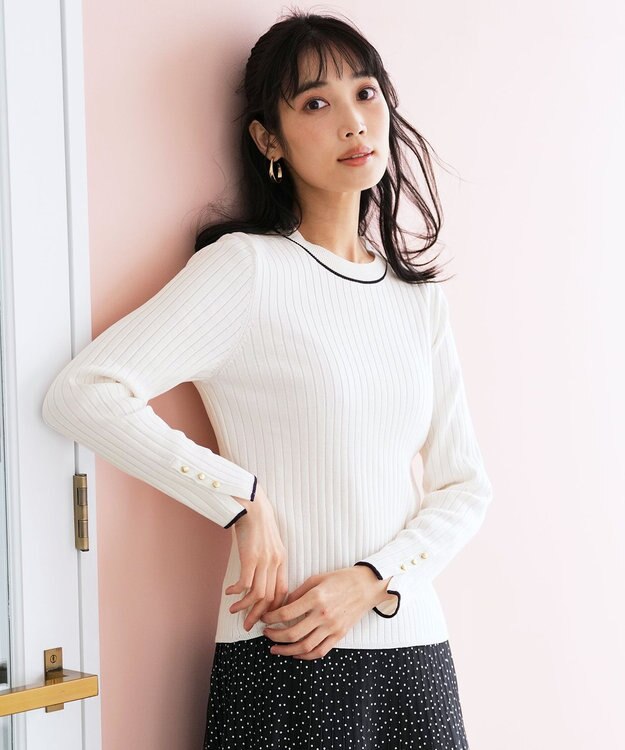 ANY SIS ラインポイント ニット オフ