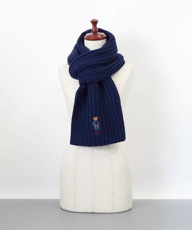 AURORA 【 POLO RALPH LAUREN（ポロ ラルフ ローレン） 】 POLOベア ウールニットマフラー ネイビー