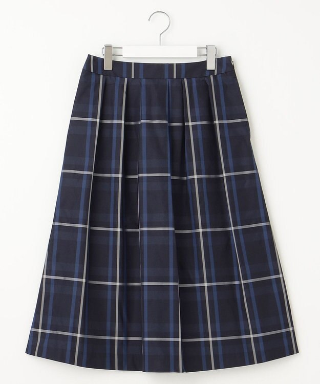J.PRESS LADIES 【洗える】2/2綾 メモリーチェック タック スカート ネイビー系3