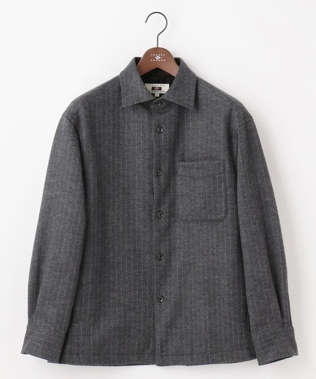 JOSEPH ABBOUD 【軽量/ストレッチ/尾州が誇る上質素材 】ウールミルドジャージーシャツ グレー系ストライプ