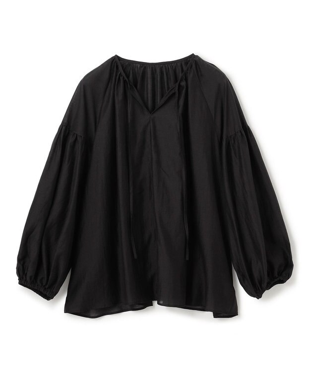 UNFILO L シアーギャザーブラウス [NEW]ブラック