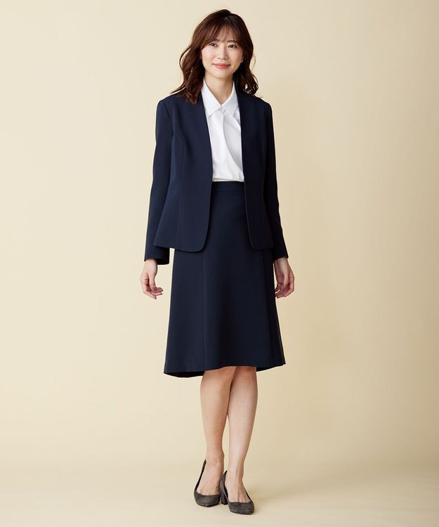 J.PRESS LADIES 【洗える】セラテリーダブルクロス フレアー スカート ネイビー系