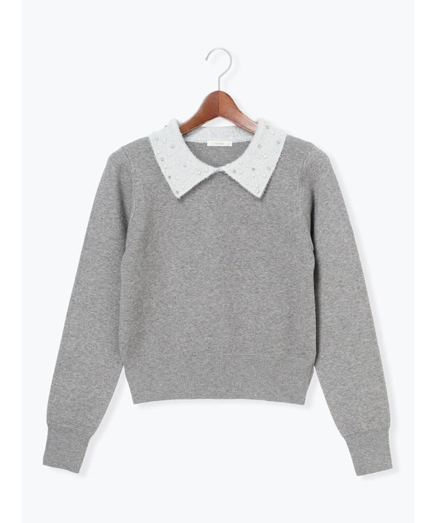 Te chichi ラメフェザーデコラカラーニット グレー