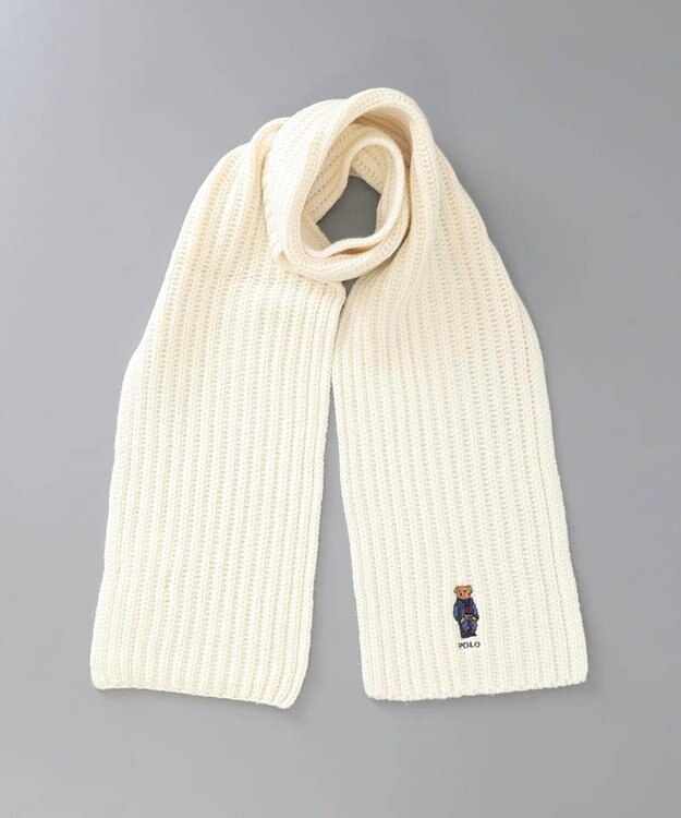 AURORA 【 POLO RALPH LAUREN（ポロ ラルフ ローレン） 】 POLOベア ウールニットマフラー クリーム