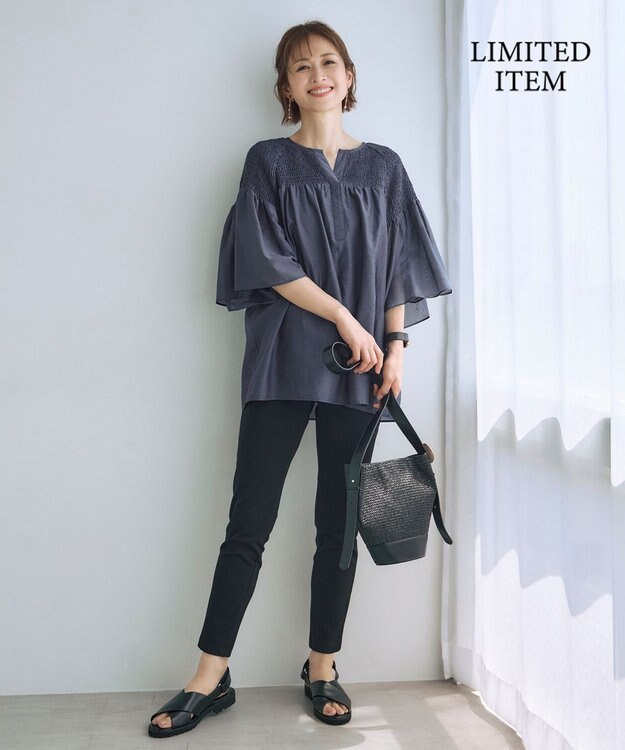 自由区 S 【WEB限定・洗える】コットンナイロンモクロディー レギンスパンツ ブラック