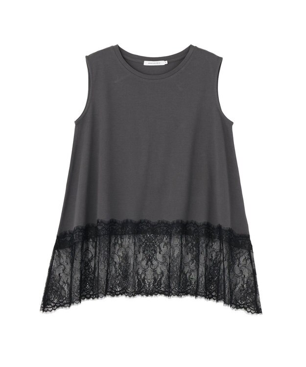 AMERICAN HOLIC 裾レースノースリーブプルオーバー Charcoal Gray