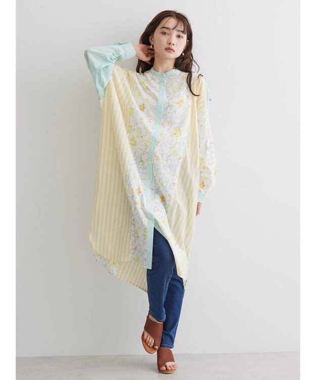 AMERICAN HOLIC Ｆｌｏｗｅｒ　×　Ｓｔｒｉｐｅシャツチュニック Yellow