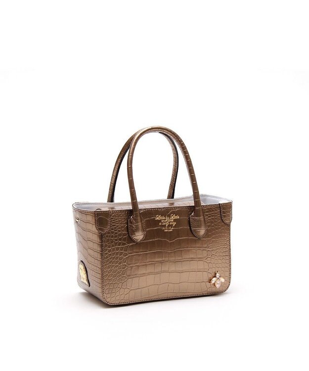 A.D.M.J. 【牛革】クロコ型押し ザ・ビーDカン付ミニトート ブロンス