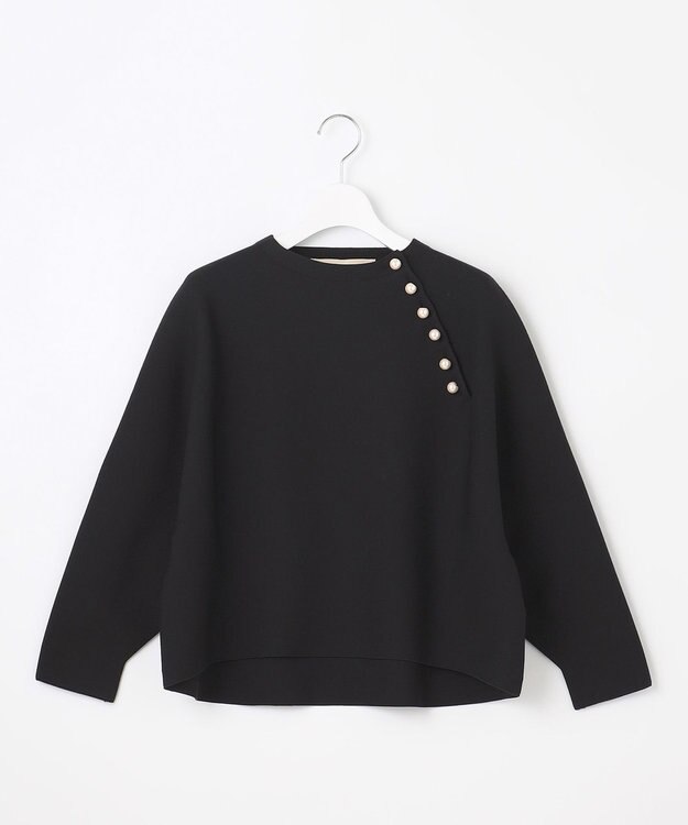 自由区 S ポリエステルホールガーメントラグランボタン ニット ブラック系