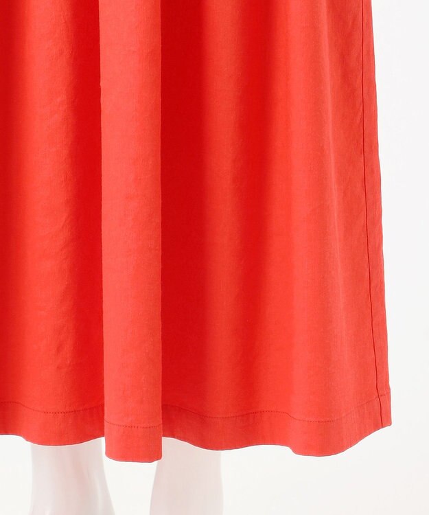 23区 L 【R(アール)】NALYA リネンヴィスストレッチ ウエスト切替ワンピース ブラッドオレンジ系