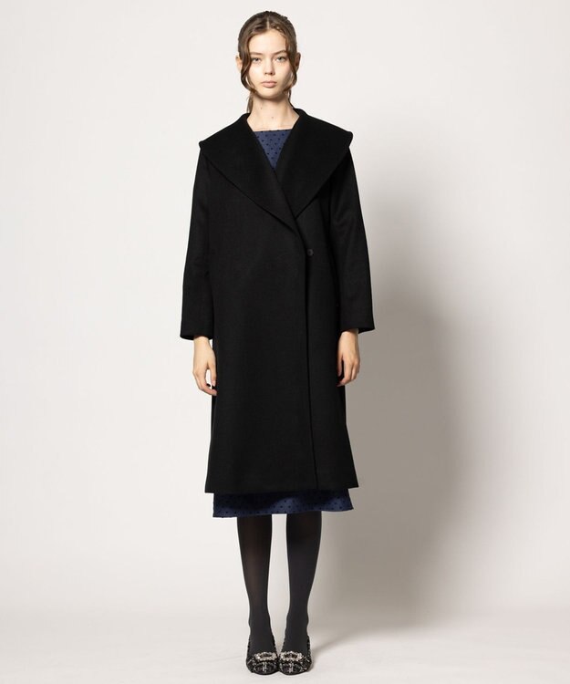 TOCCA LOOFAH ショールカラーウールコート ブラック系