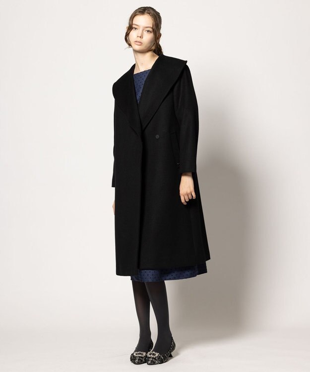 TOCCA LOOFAH ショールカラーウールコート ブラック系