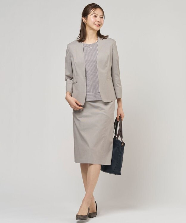 J.PRESS LADIES 【セットアップ対応・洗える・撥水】コットンFITTY スカート ベージュ系1