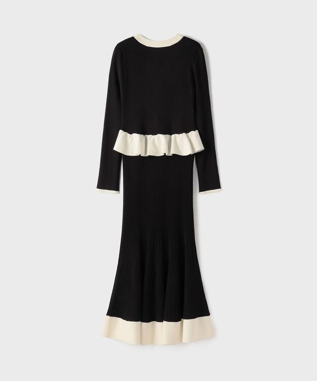 GRACE CONTINENTAL バイカラーニットワンピース ブラック