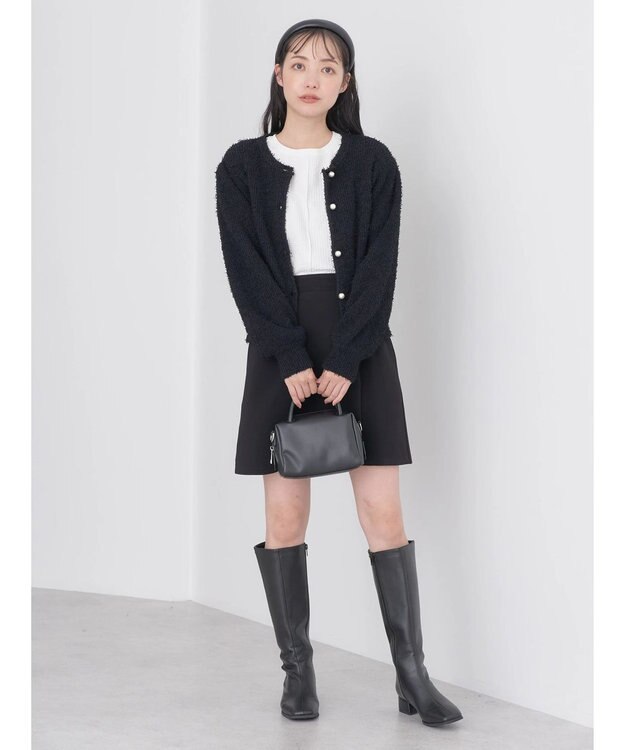 earth music&ecology カールヤーンカーディガン Black