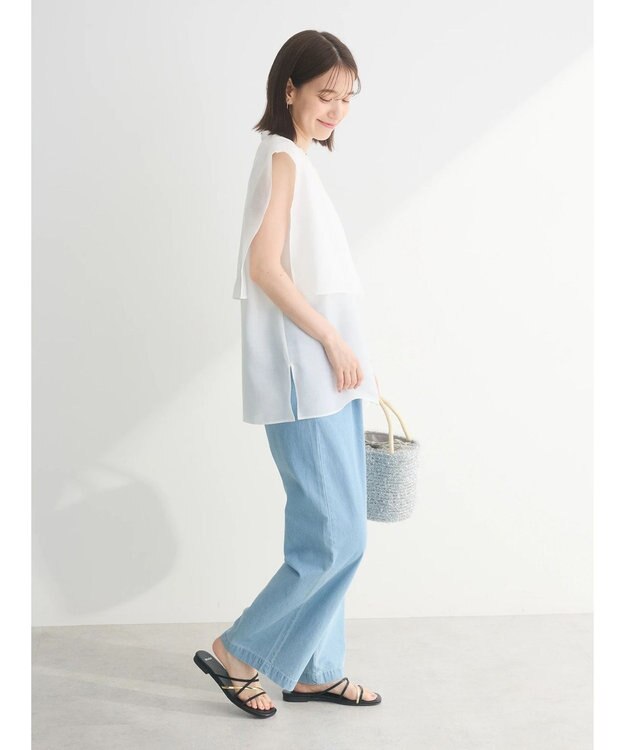 Green Parks レイヤードノースリーブブラウス Off White