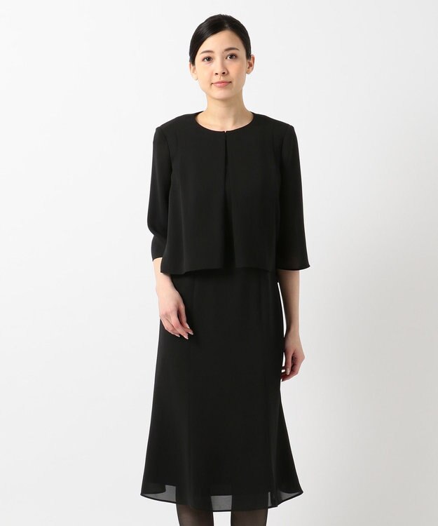 自由区 FORMAL 【洗える】セオアルファバラシャ ウォッシャブル ワンピース ブラック系