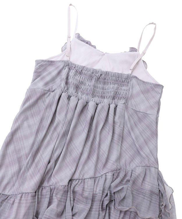 earth music&ecology フロントリボンチェックミニキャミワンピース Check Gray