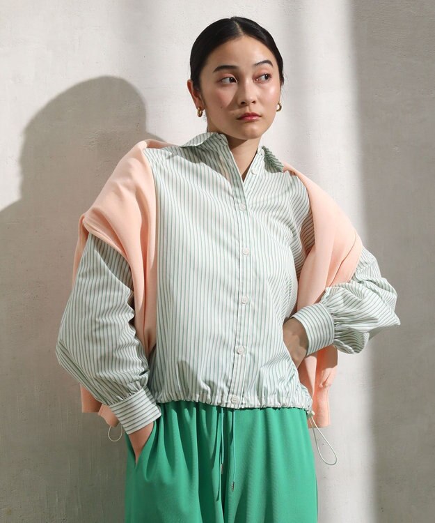 Green Parks イージーケア裾ドロストシャツ Green