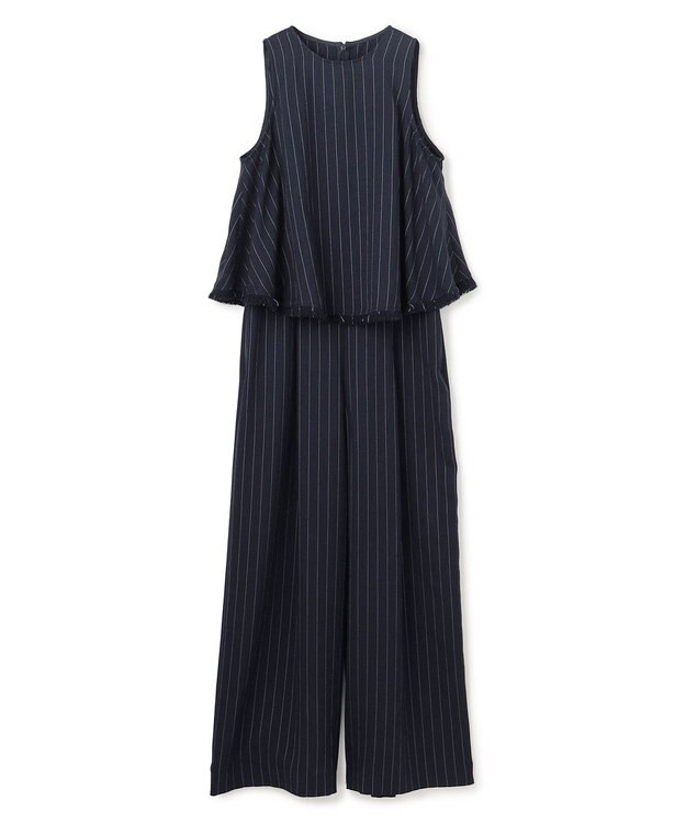 uncrave リネンライクツイル オールインワン ネイビーストライプ