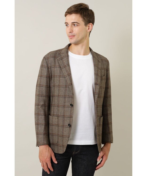 DAKS ペンチェックジャケット ブラウン