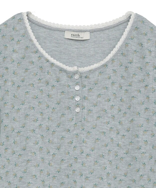 earth music&ecology 【WEB限定】アイレットジャカードタイトプルオーバー Flower yellow