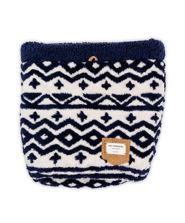 PET PARADISE ペットパラダイス  筒型 寝袋 《カントリー柄》 Ｓ ホワイト×ネイビー