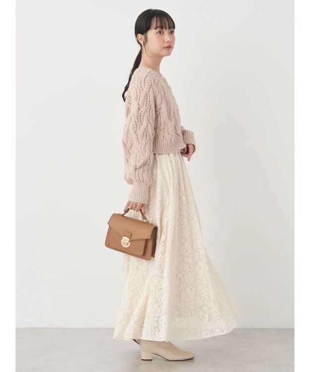 earth music&ecology 起毛レースフレアスカート Ivory