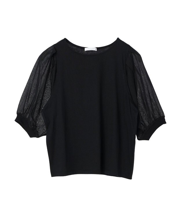 Green Parks 袖シアードッキング５分袖カットプルオーバー Black