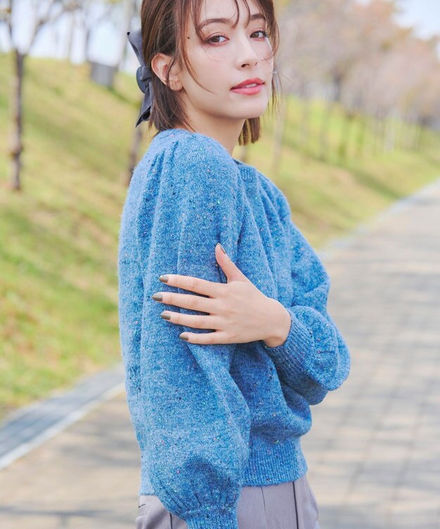 Tiaclasse コーデュロイリボンヘアクリップ チャコールグレー