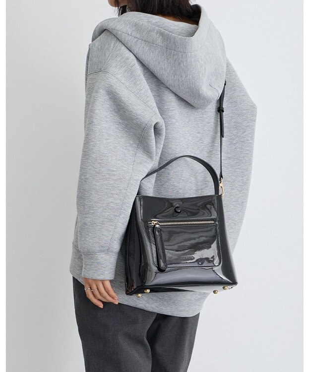 MioFIRANO スクエアエナメルハンドバッグ 2WAY　FIRANO フィラノ BLACK