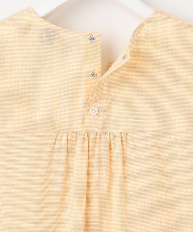 J.PRESS LADIES S 【洗える・吸水】 BEZピンチェック キーネック ブラウス イエロー系3