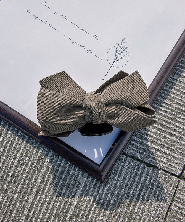 Tiaclasse コーデュロイリボンヘアクリップ モカ