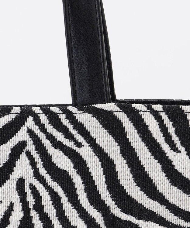 ANY 【A4サイズ収納可】ゼブラジャガード柄トートバッグ ブラック