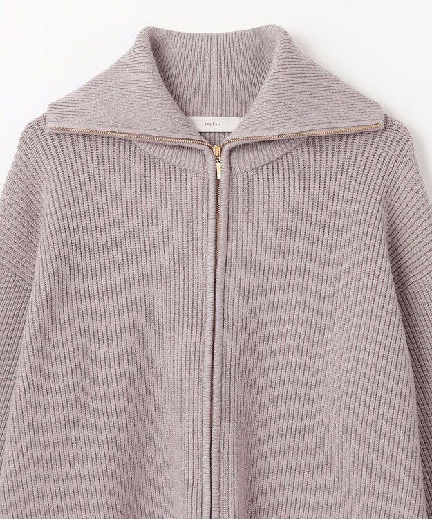 ANY L 【洗濯機可】ジップアップニットブルゾン グレージュ