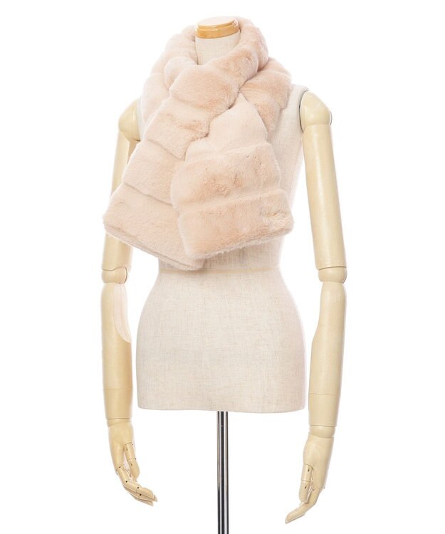 MOONBAT FURLA フェイクファーティアードマフラー ベージュ