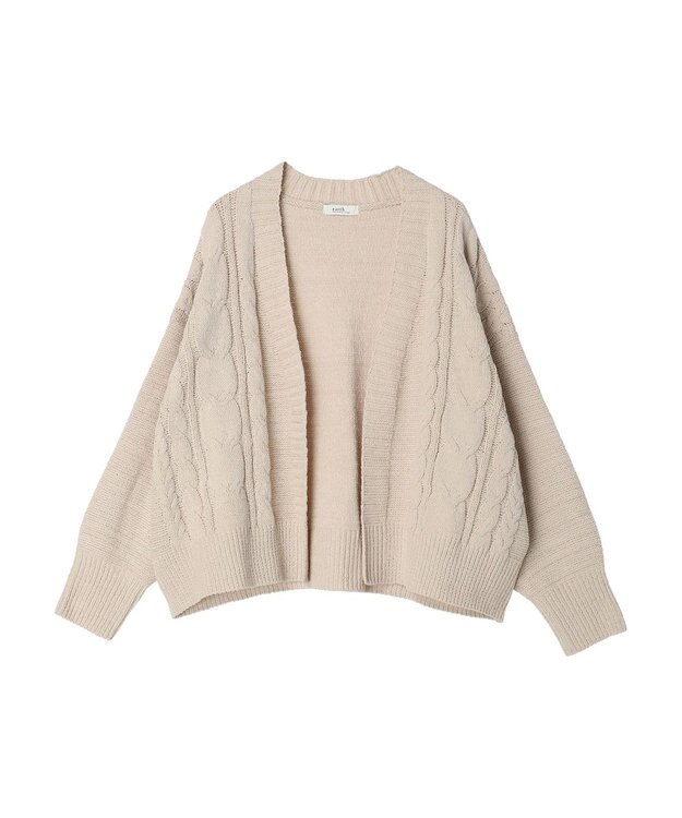 earth music&ecology ベロアモールケーブルカーディガン Beige